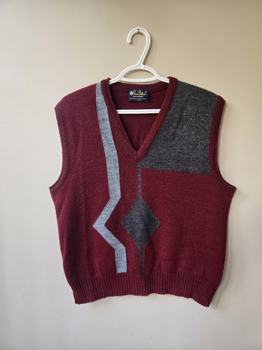 Prince Bellini Maroon Knit Vest – Vintage 90s Made in Canada